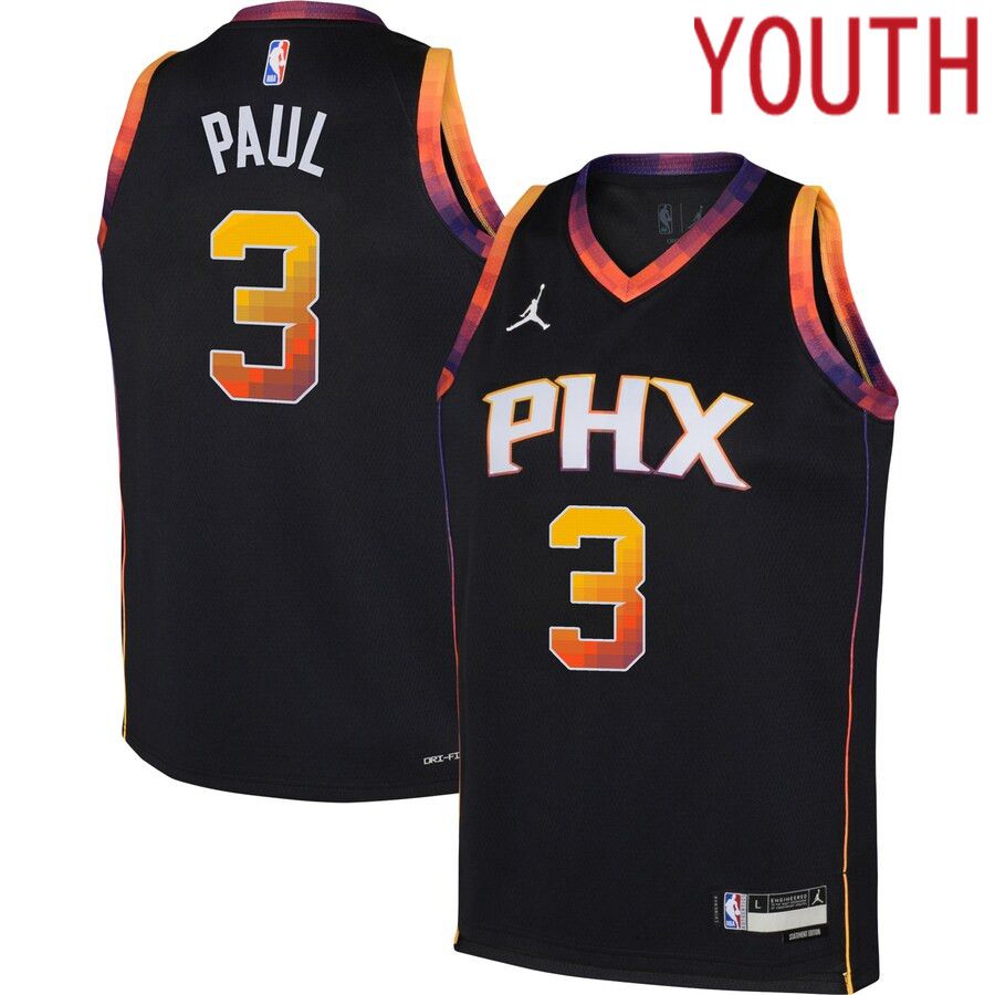 Youth Phoenix Suns #3 Chris Paul Jordan Brand Black Statement Edition 2022-23 Swingman NBA Jersey->phoenix suns->NBA Jersey